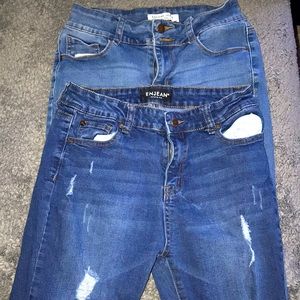 Both pairs are size 9 they’re ripped jeans.